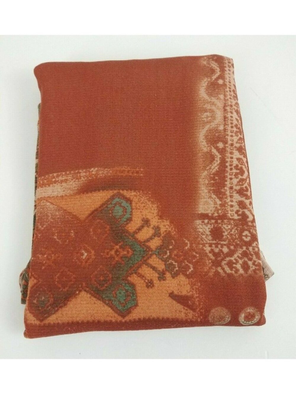 Villager Liz Claiborne 3/4 Sleeve Orange & Green African Floral Shirt Size Large - Picture 5 of 6